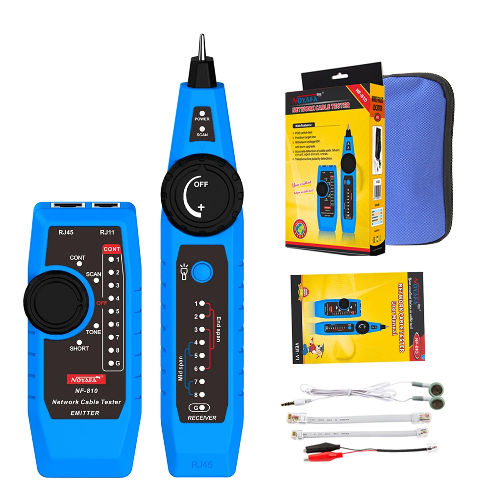 NOYAFA NF-810 RJ45 Tester Telephone Wire Finder Toner Ethernet LAN Network Cable Tester Anti-Interference Line Finder