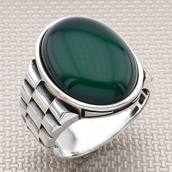 

Elegant Design 925 Sterling Silver Gemstone With Watch Band Design Biker Men's Ring Business Jewelery Accesory Gift Him