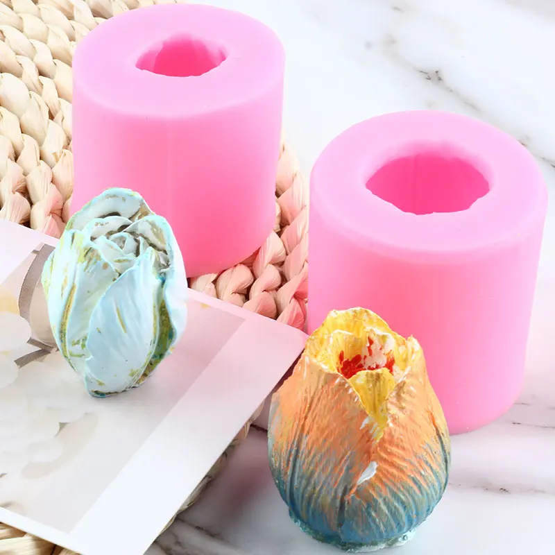 3D Tulip Candle Mold Handmade Flower Soap Silicone Molds Chocolate Fondant Cake Decorating Tools DIY Craft Soap Making Supplies