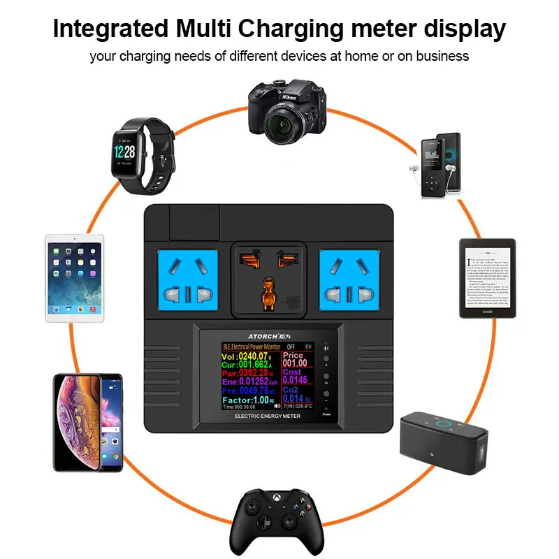 ATORCH AC85~265V Electricity Measure Smart Control Programmable Digital Display Household Socket Creative Power Detector Monitor