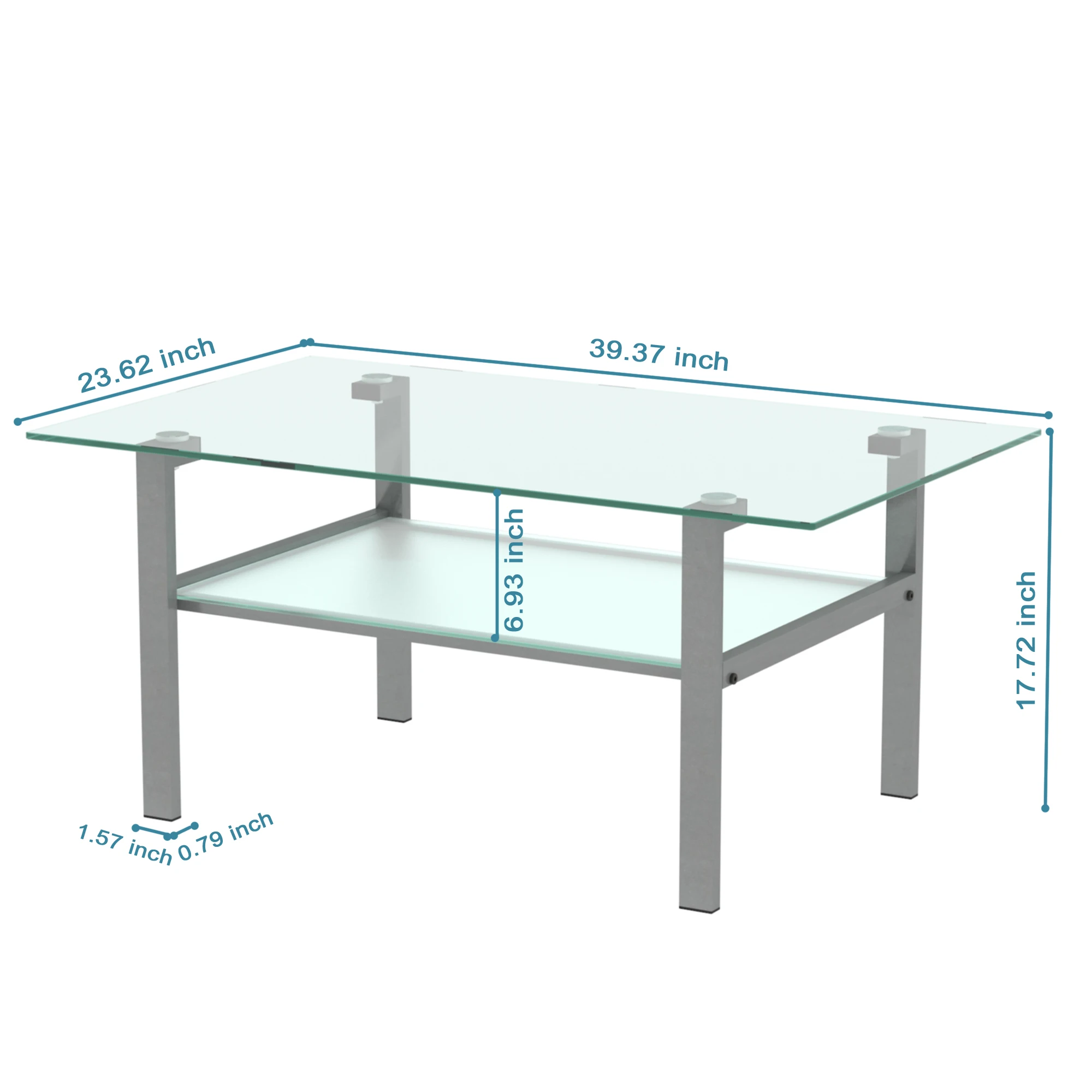 2-Layer Transparent Glass Coffee Table Modern Simple Living Room Tea Table Side Center Table Black/Gray[US-Stock]