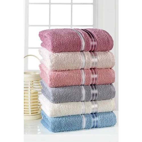 Julie 50x85 cm Pearl Towel Set 6'lı Home Textile Towel Hammam Cotton Microfiber Bathroom Fabric Accessory