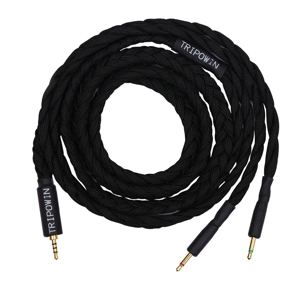 Vorbestellung Tripowin GranVia 26AWG 36 Stränge x 4-adriges handgefertigtes Kopfhörer-Ersatzkabel für HD650 HD580 HD800 ANANDA Schwarz – Detail 1