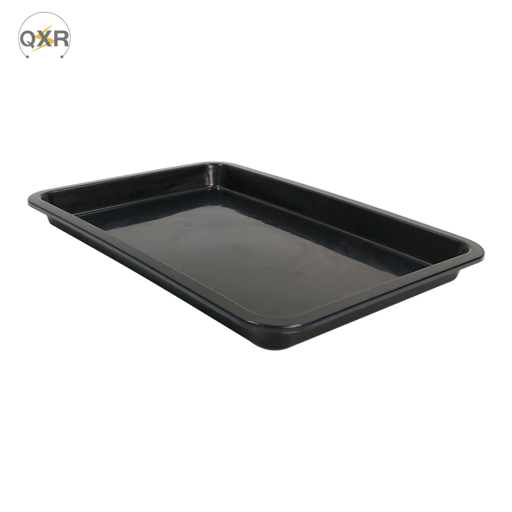 Q-TR13 ESD Tray 345*260*30mm Black conductive tray stackable beveled rounded corner tray
