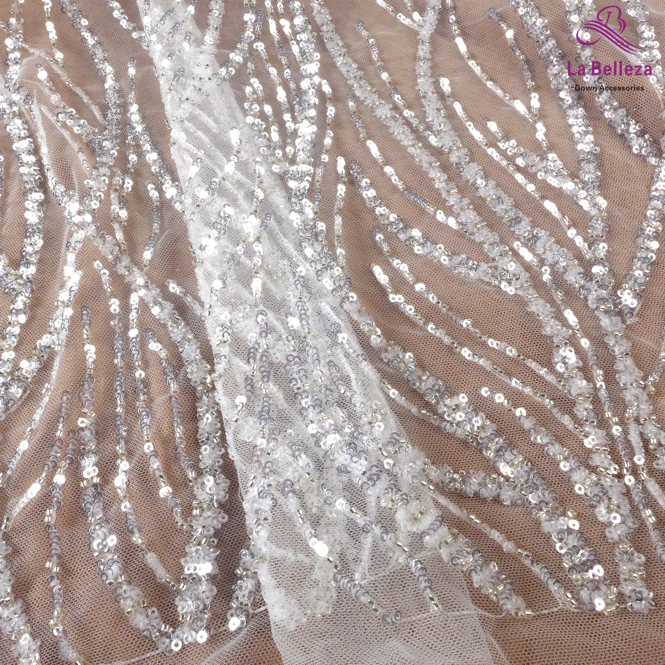 Off white and silver lace,heavey beading sequins lace fabric,flowers patterns lace,good quality lace