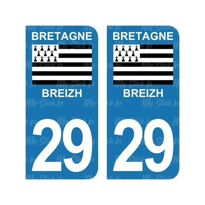 Registration plate sticker department 29 of the Brittany Finistère for car