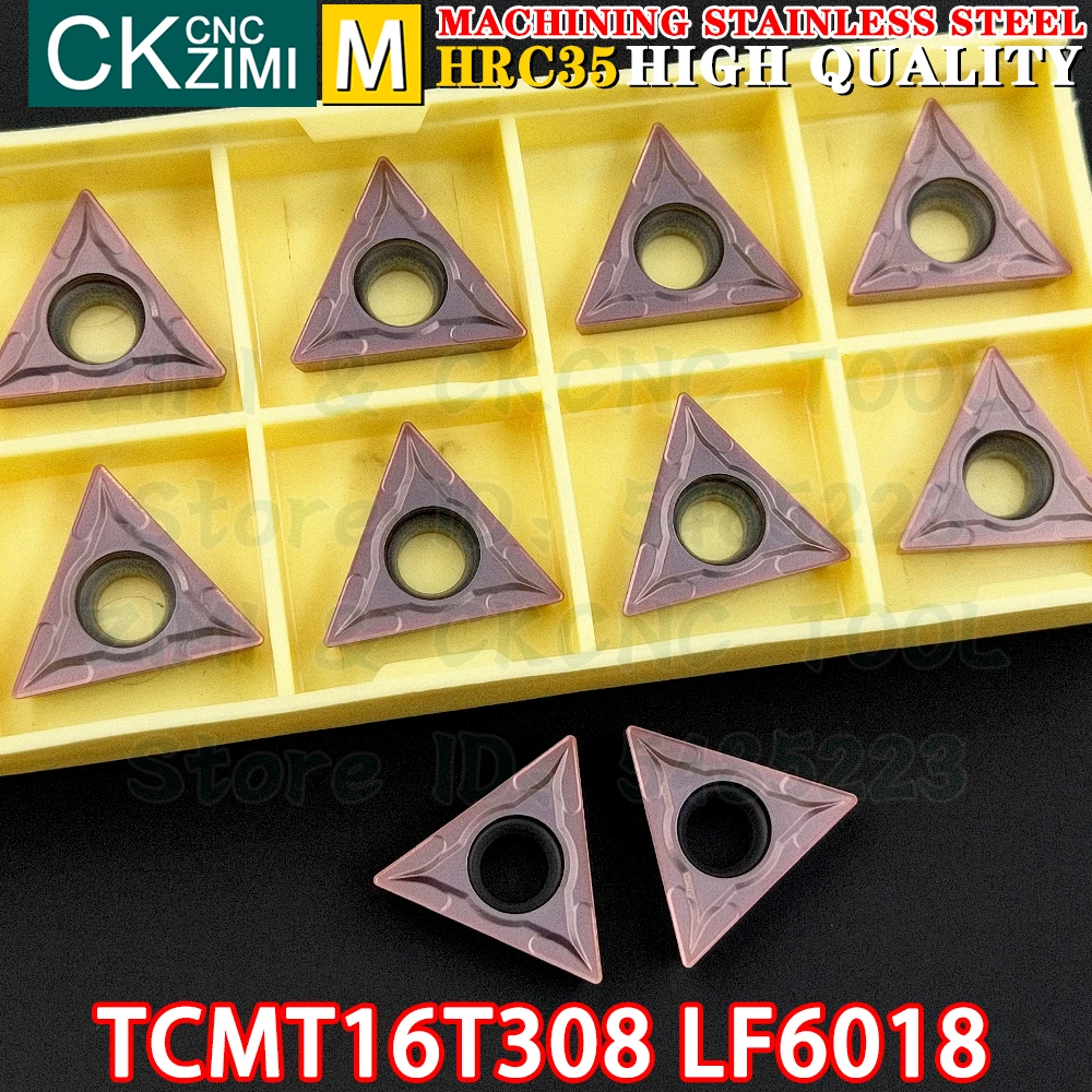 TCMT16T308 LF6018 TCMT32.51 LF6018 คาร์ไบด์แทรกภายนอกหมุนแทรกเครื่องมือ TCMT CNC Mechanical เครื่องกลึงโลหะตัดเครื่องมือ