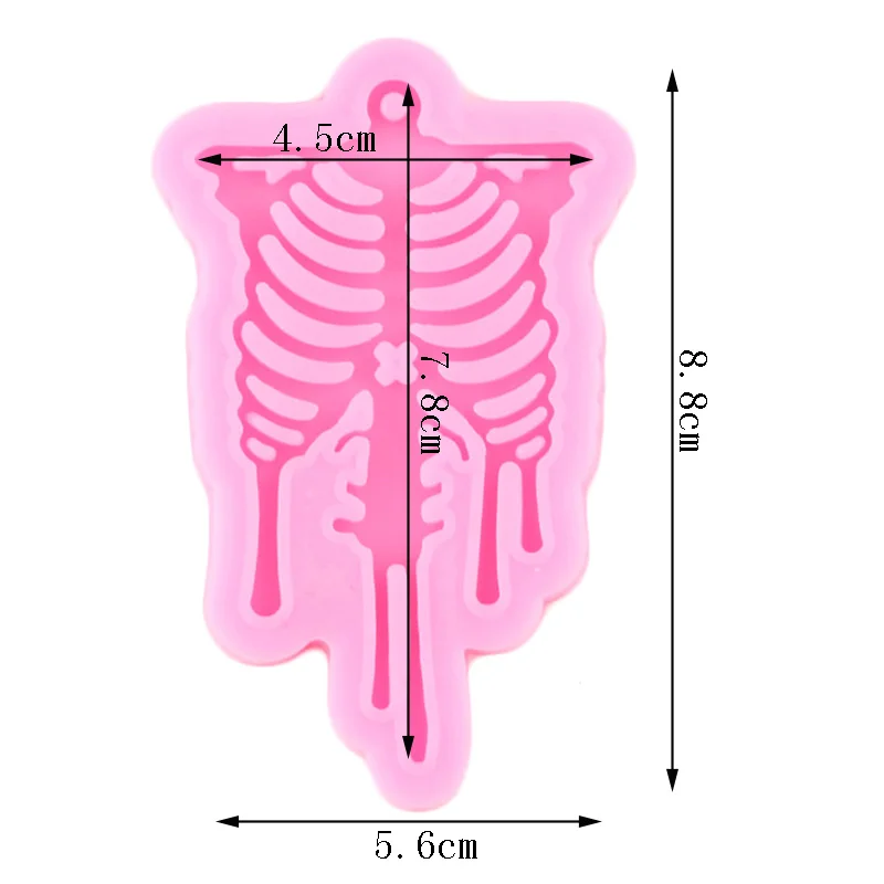 DIY Shiny Halloween Skeleton Mold for Keychain Pendant Decoration Moulds Polymer Clay Epoxy Resin Necklace Jewelry Making Molds