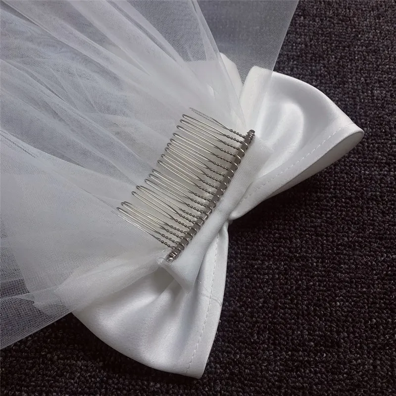 Real Pictures Wedding Veils Short Tull with Big Bow and Comb