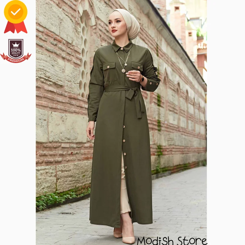 Shirt Collar Robe |New Season| Long Dress For Women Turkish Veiled Clothes Evening Dresses Kaftan Ramadan Muslim Fashion Islamic