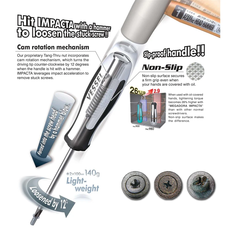 Vessel MEGADORA IMPACTA Impact Screwdriver No.980