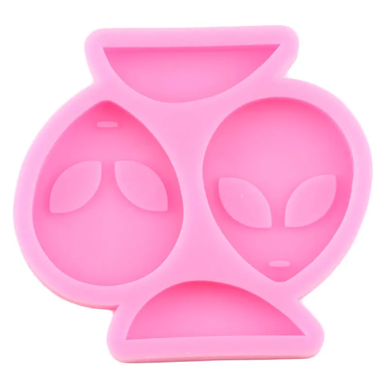 3D Alien Face Silicone Straw Topper Mold Candy Chocolate Fondant Cake Decorating Tools DIY Craft Keychain Epoxy Resin Moulds