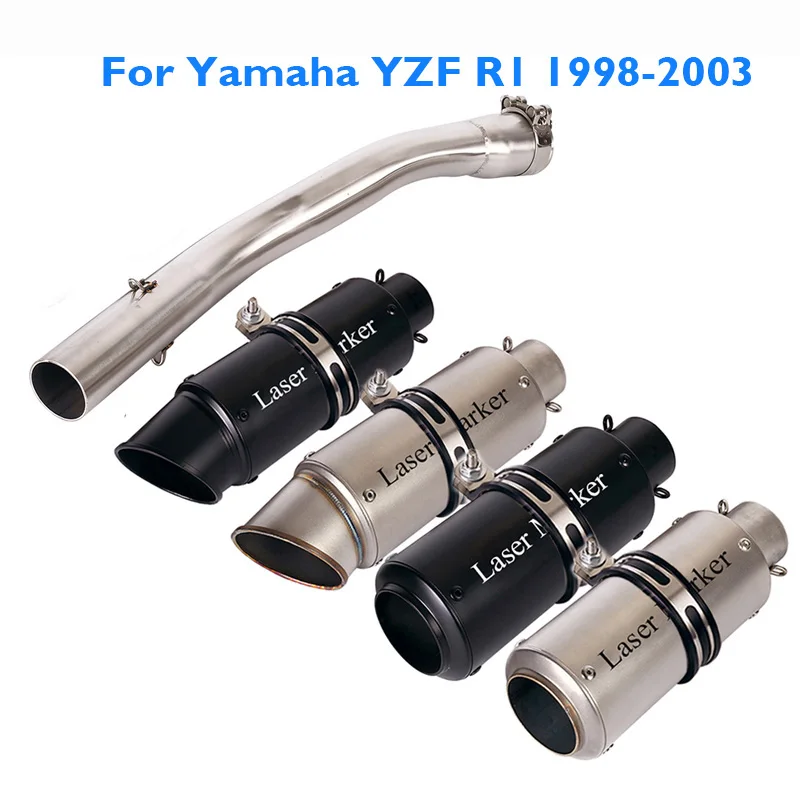 

Motorcycle Slip on R1 Exhaust Muffler Silencer Escape Link Tube Connect Pipe for Yamaha YZF R1 1998 1999 2000 2001 2002 2003