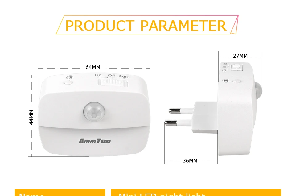 LED Night Light Motion Sensor Light 220V EU Plug In Smart Motion Sensor Light Warm and White Light Dual Color Night Lamp