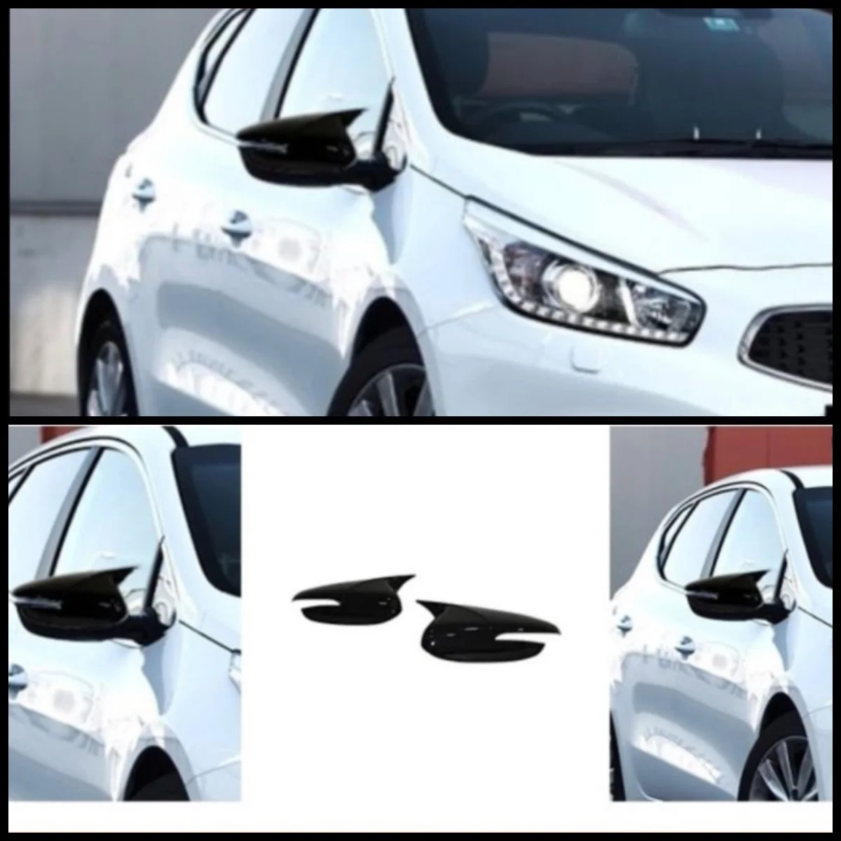 2 Pieces High Quality ABS Plastic Bat Style Mirror Covers Caps RearView Mirror Case Cover Piano Black For Kia Ceed 2012-2017