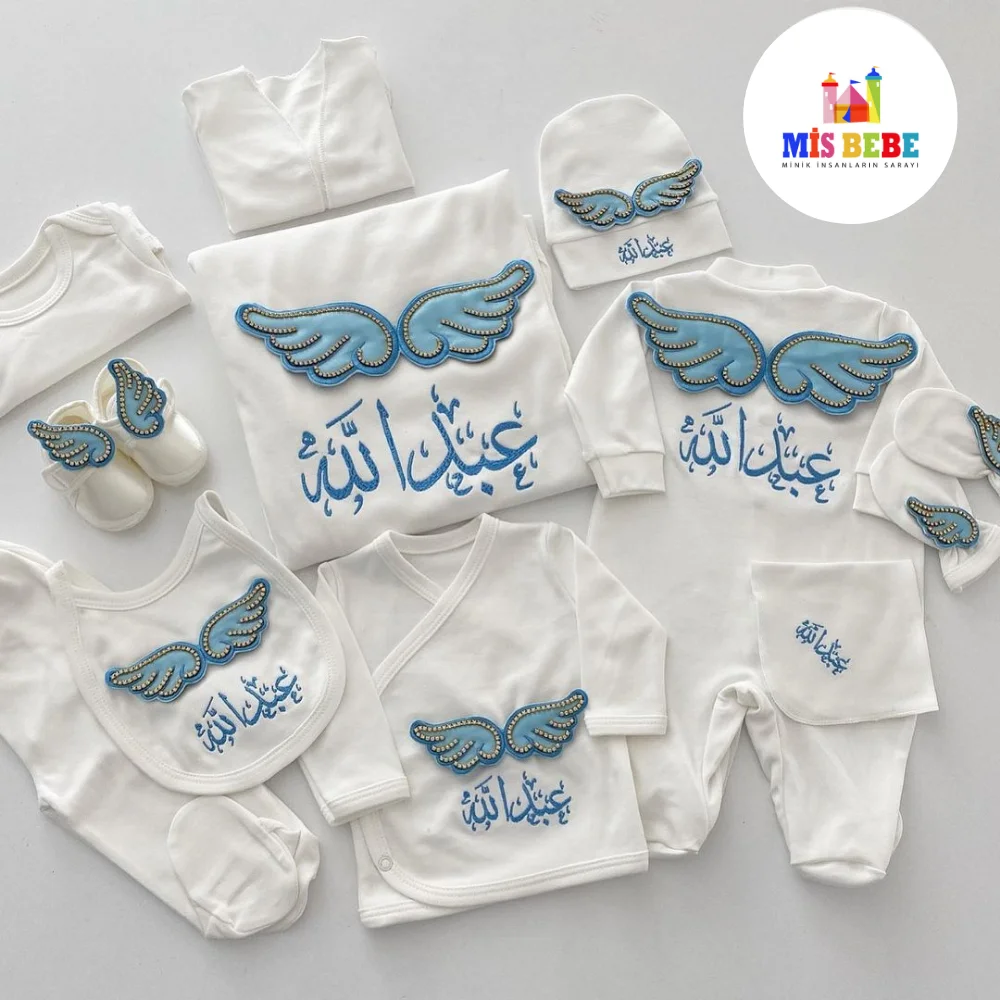 

Baby Girl Angel Wing Queen Newborn Personalized Outfit Clothing 10-pcs Hospital Custom Fabric Antibacterial Babies Healthy Safe