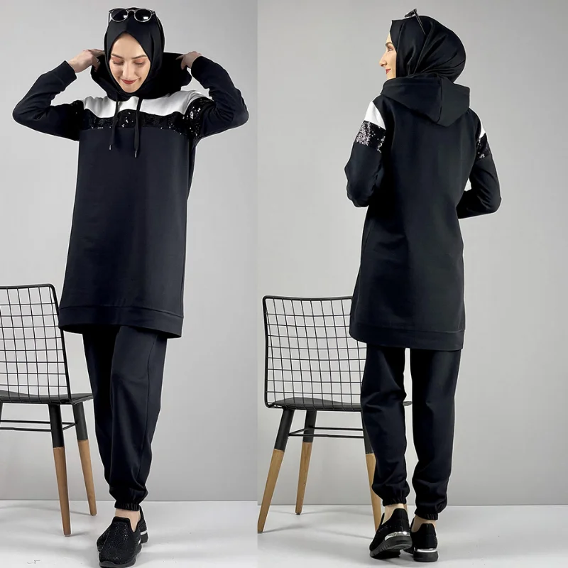 Trainingspak Set Nieuwe Seizoen Moslim Mode Arabië Dubai Mode Trends 100% Made In Turkije Abaya Hijab Kleding Moslim Sets