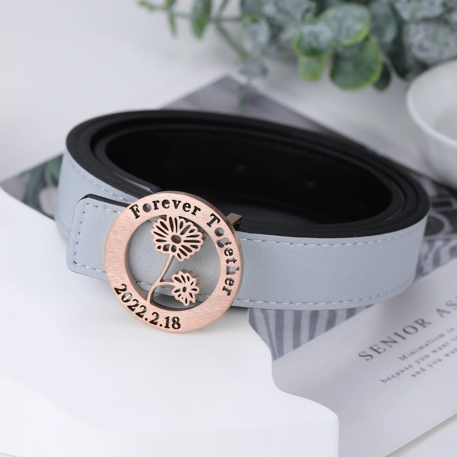 Custom Birth Flower Belt Buckle Minimalist Dainty Personalized  Buckle High-Quality Stainless Steel Buckle Luxury Belt Love Gift