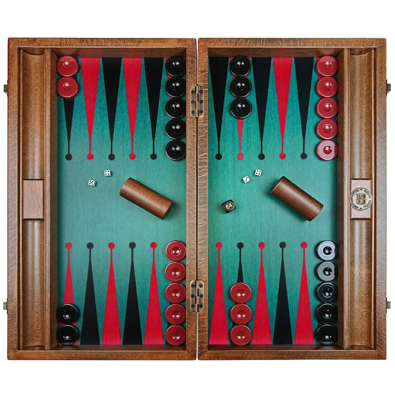 

Premium Big Size Backgammon Board Game Set Black Italian Solid Wood - Green Red American Walnut - Maple Professional Gift Items