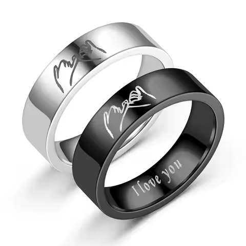 I Love You Stainless Steel Ring Silver Color Romantic Design Heart Wedding Couple Valentine Day Anniversary Gift