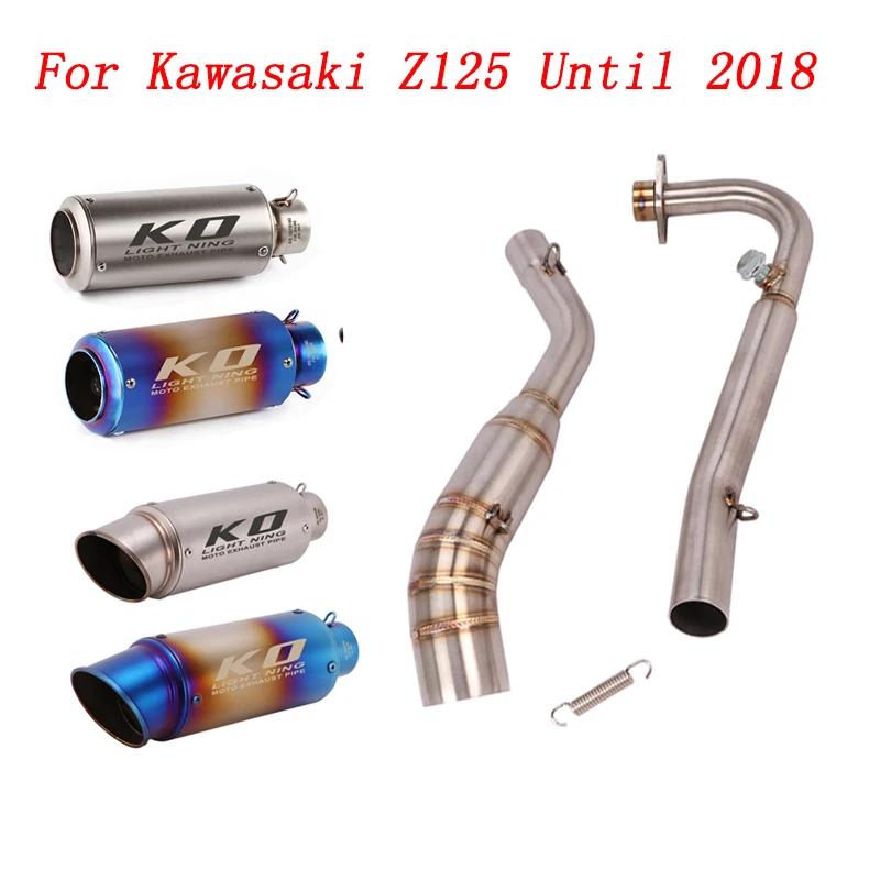 

Escape Motorcycle Exhaust Front Link Pipe And 51mm Muffler Stainless Steel Exhaust System For Kawasaki Z125 Until 2018