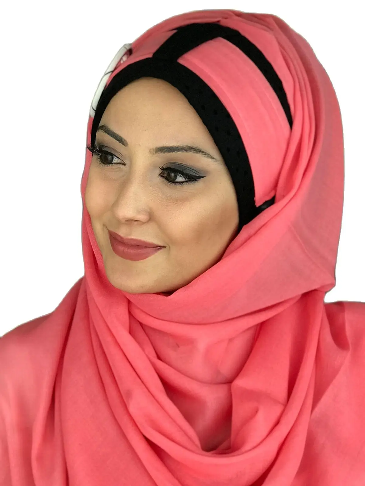 New Fashion 2021 Islamic Headscarf Turban Woman\'s Hat Spring Summer Scarf Bone Pomegranate Color Buckle Belt Ready Shawl