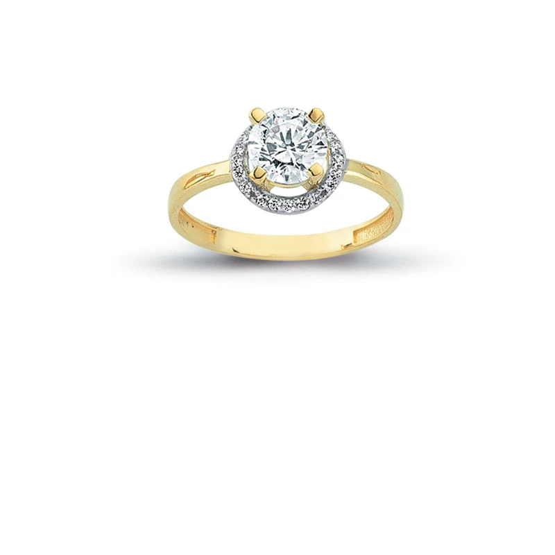 14K Solid Gold Art Deco Solitaire Engagement Wedding Ring