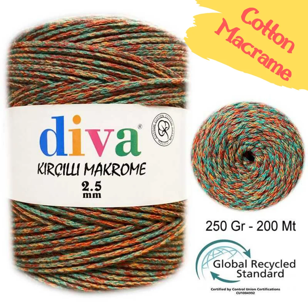 Multicolor Cotton Chain Macrame Rope - 2.5 mm 250 gr 200m - Wall - Door Decorations, Bags, Cushion, Pillow, Swing - Hammock  -  Party,   Cord, Wedd, Thread, String Home Textile -  Twisted Craft  DIY