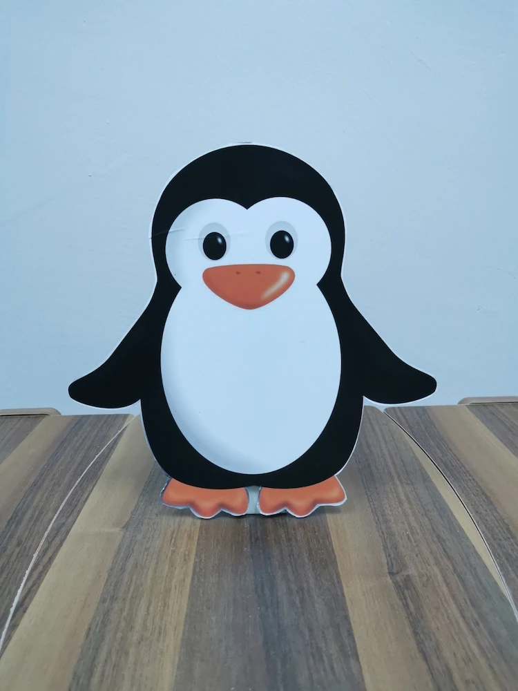 Cute Penguin Foam-board Cutout Standee with Cardboard Stand, Kids Birthday Decoration, Winter Concept Party Supplies