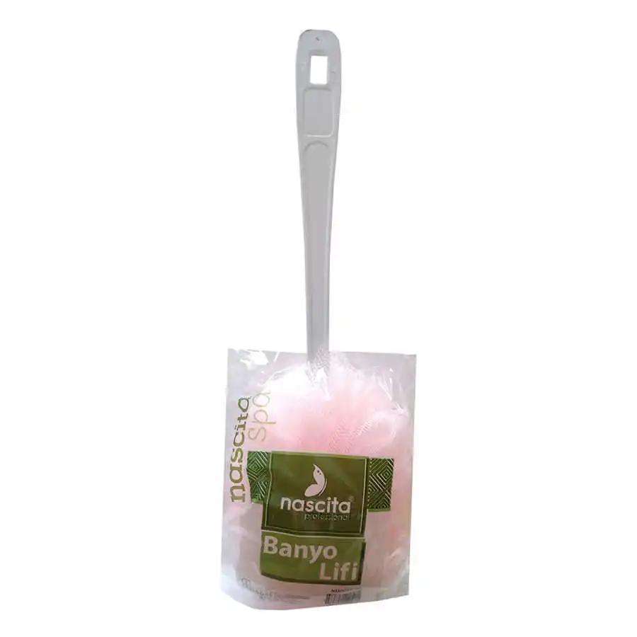 Bath Shower Fiber Handle Pink