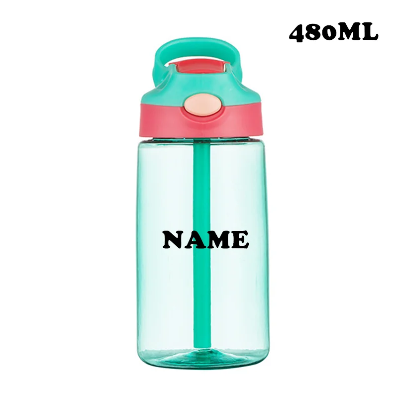 MIYOCAR personalized Cute Water Bottle for School Kids Soft Silicone Spout & BPA Free Tritan & Leak Proof One Click Open