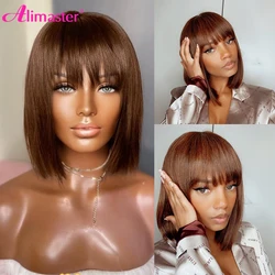 Bob Wig Human Hair Wigs For Women Straight Wig Human Hair Brown Wig With Bangs Short Human Hair Straight Brazilian Hair Wigs