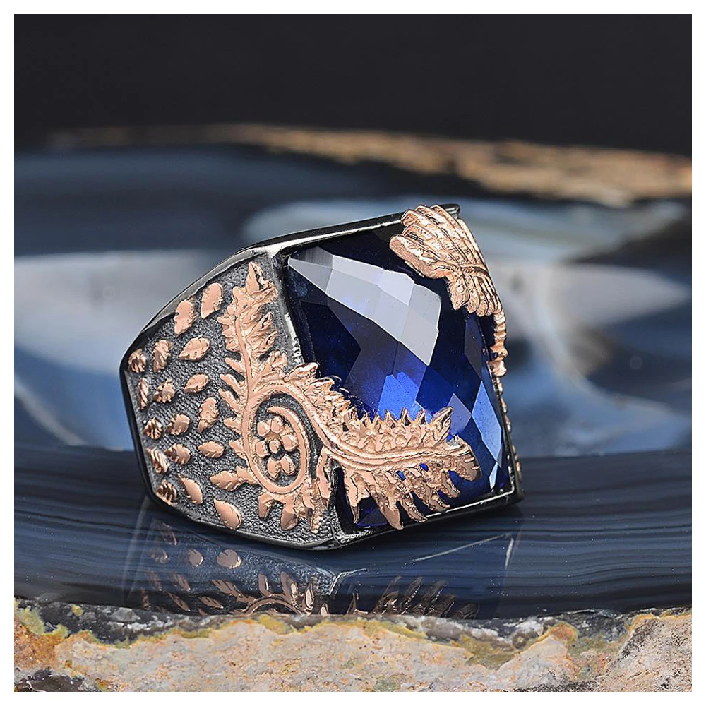 

Leaf Pattern Zircon Stone Edging Plating Silver Ring