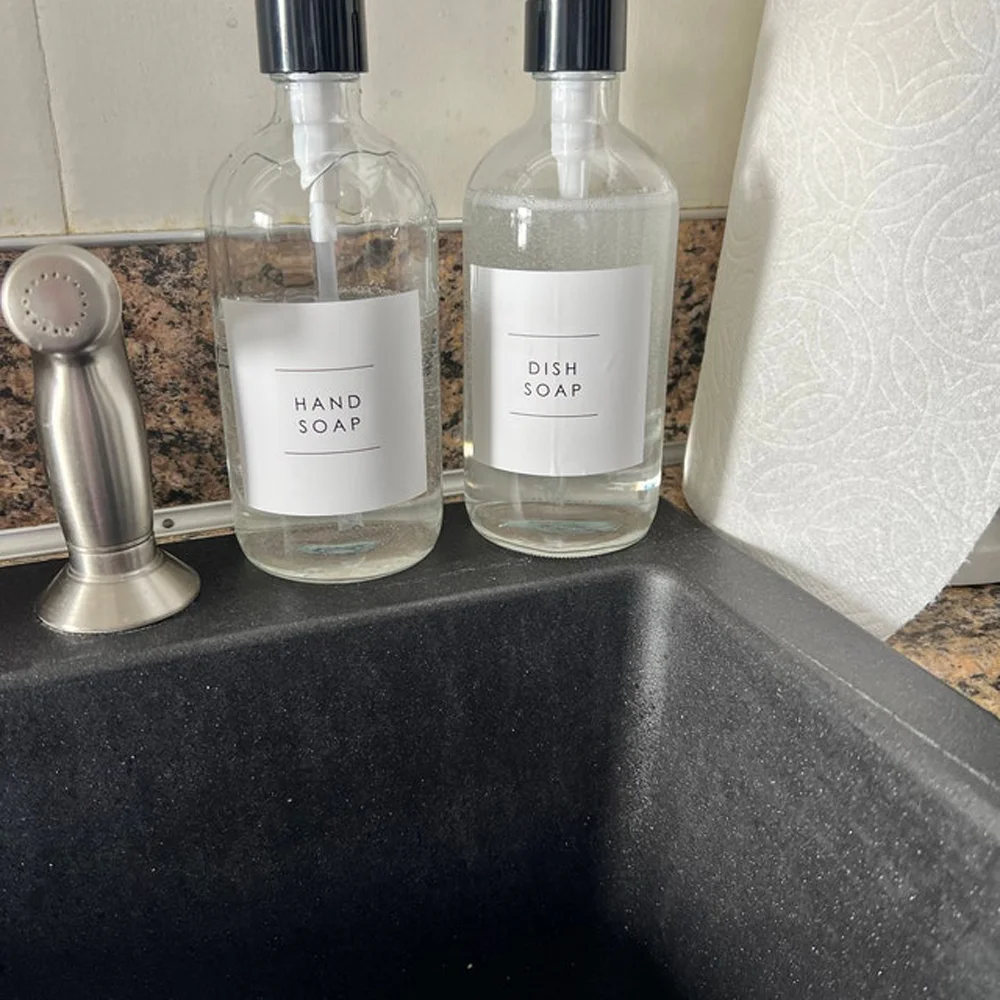 Personalized Hand Soap, Personalized Minimalist Water Resistant Labels, Shampoo Conditioner Dish Soap and Bathroom, Modern Label