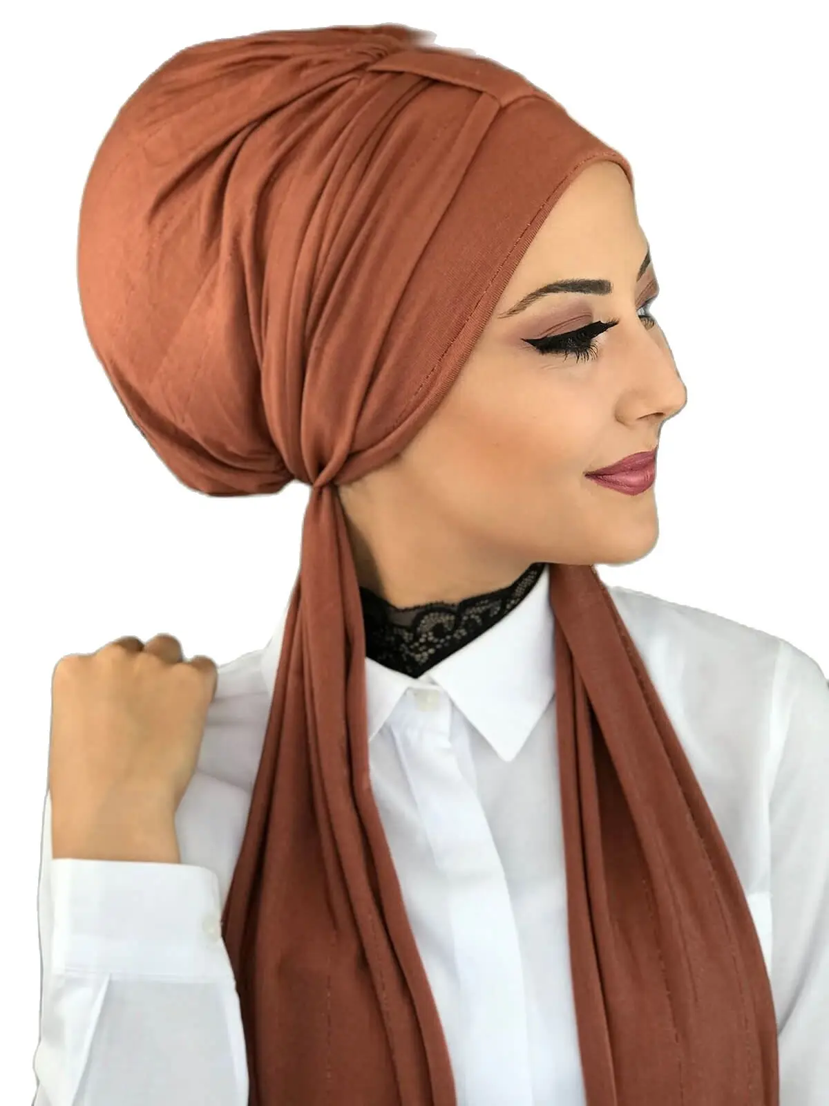 New Fashion 2021 Hijab Turban Lady Hat Seasonal Scarf Hijab Foulard Single Size Tile Color Scarf Bone