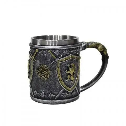 Lion Embossed Sword Mug Cup With Handle Gift