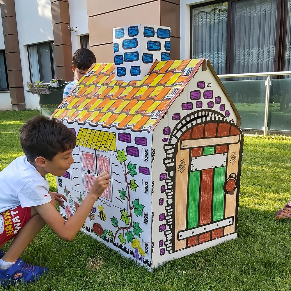 Goziy Kids Club Cardboard Painting and Playhouse, Quality Thick Cardboard, Painting Tent, Dexterity Development,