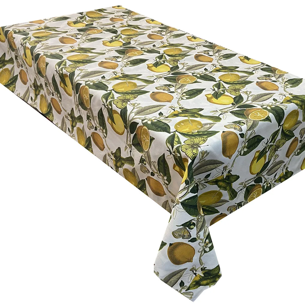 Yellow Lemon Pattern Table Cloth Rectangle Large Cover Liquid Proof Very Suitable For Restaurants Kitchens Weddings Love Days