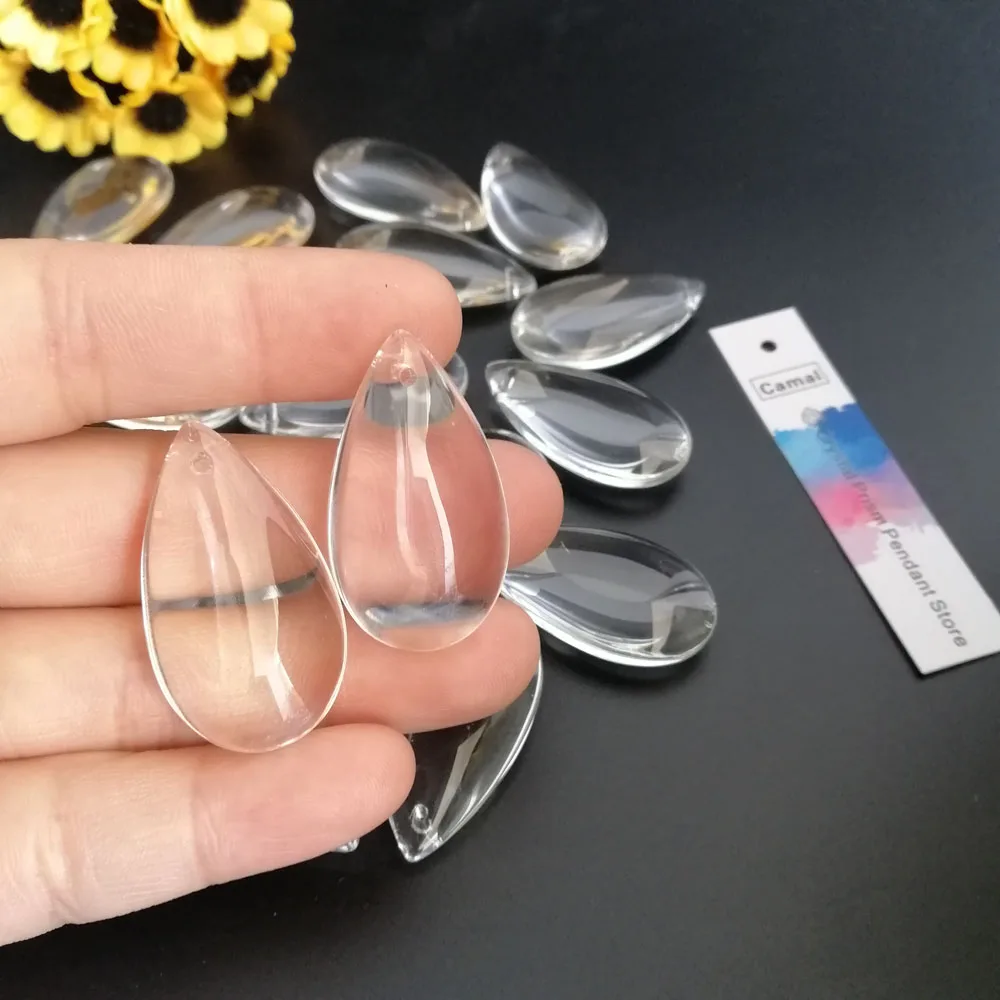 Camal 20pcs 36mm Clear Crystal Smooth Teardrop Bead Prism Pendant Lamp Chandelier Hanging Ornament Wedding Jewelry Craft Decor