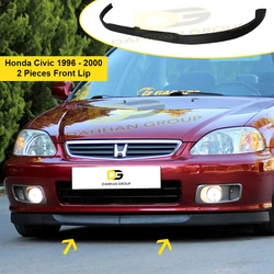 Honda Civic 1996 - 2000 Coupe / 4 Doors Front Lip / Splitter 2 Pieces Matte Black Plastic Front Wing Spoiler Extension car part