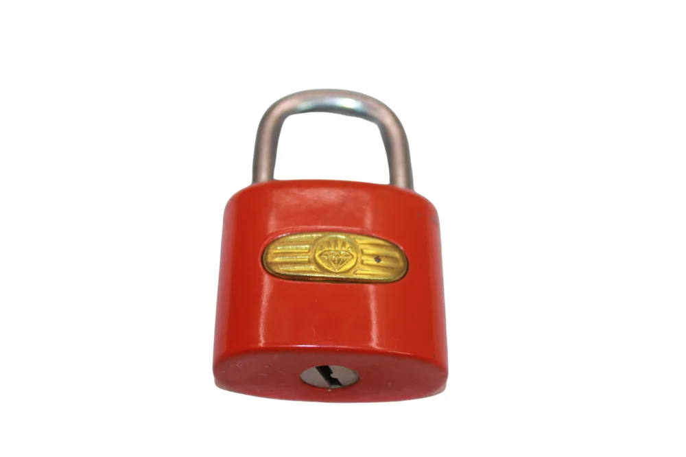 Diamond Brand Vintage Padlock Lock with 2 Keys, Red , Original Collectible