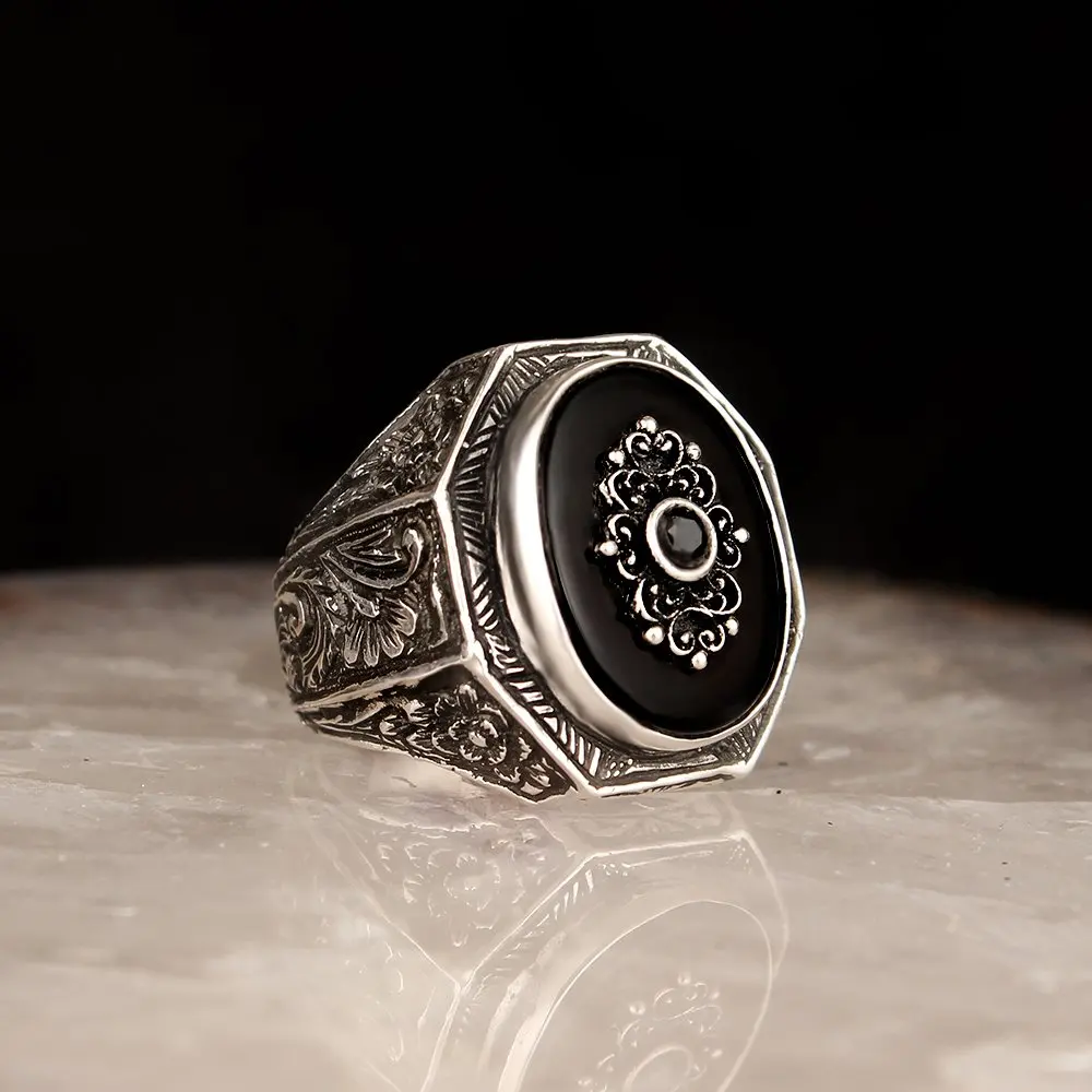 

Mens Ring 925 Sterling Silver Ring Onix Gemstone Men Rings Male Jewelry Rings For Men Rings for Women Men`s Rings Men Jewelry