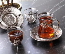 Turkish Tea And Arabic Coffee Set Silver Color