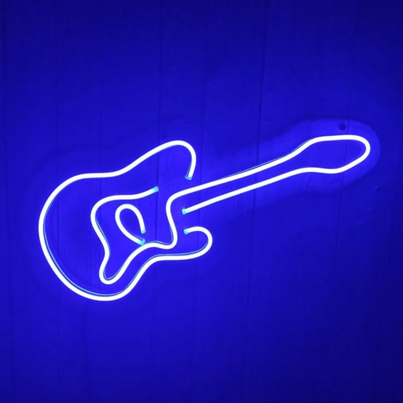 Guitar Neon Sign Music Sign Room Decoration Led Neon Light Sign Guitar Sign Gift for kids, friends, free shipping