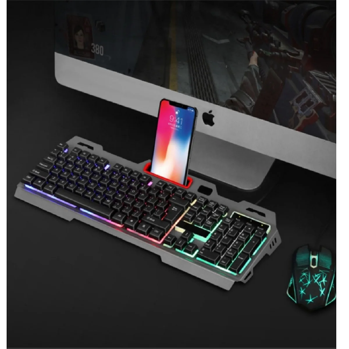 Picture 6: Professional Colorful LED USB Keyboard and Mouse Gamer Kit 2.0 PC Backlit 3 Colors Wired