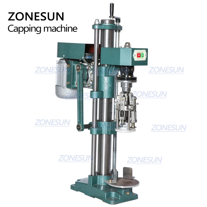 ZONESUNZS-XG60 Pilfer Proof Aluminum Caps Capping Machine ROPP Cap Screw Crimping Machine Soda Water Bottle Close Bottle Cap