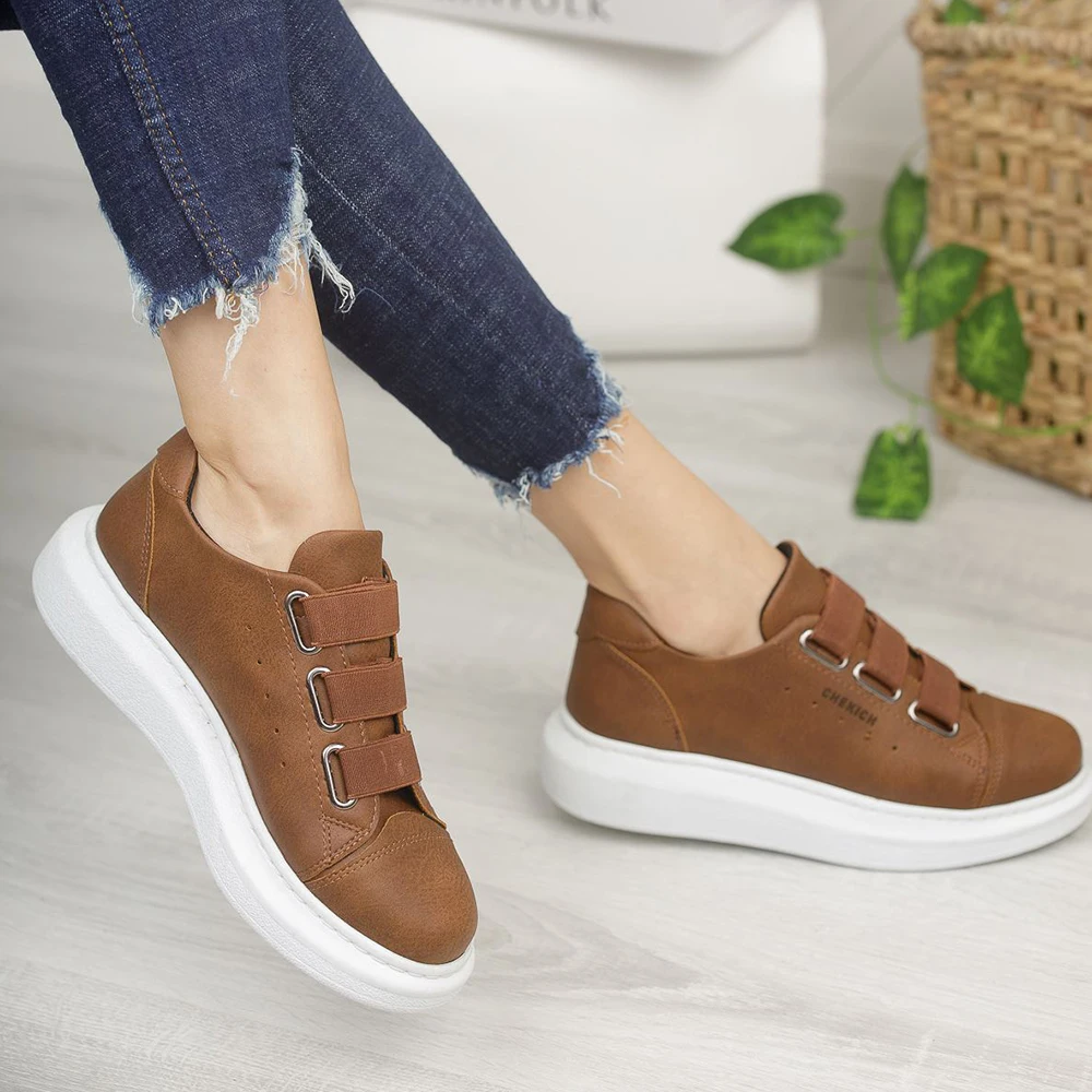 

Chekich Women's & Men's Shoes Tan Color Non Leather Spring Autumn Seasons Elastic Band Closure Slip On Comfortable Unisex Sneakers Odorless Brown Wedding Running Sport Light Breathable Flexible Office CH253 Women V6