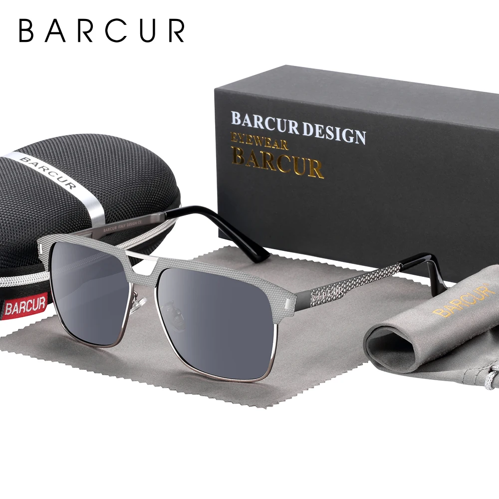 

BARCUR 2021 Design Stainless Steel Frame Man Polarized Sunglasses Women Sun Glasses Driving Square Shades UV400 Protection