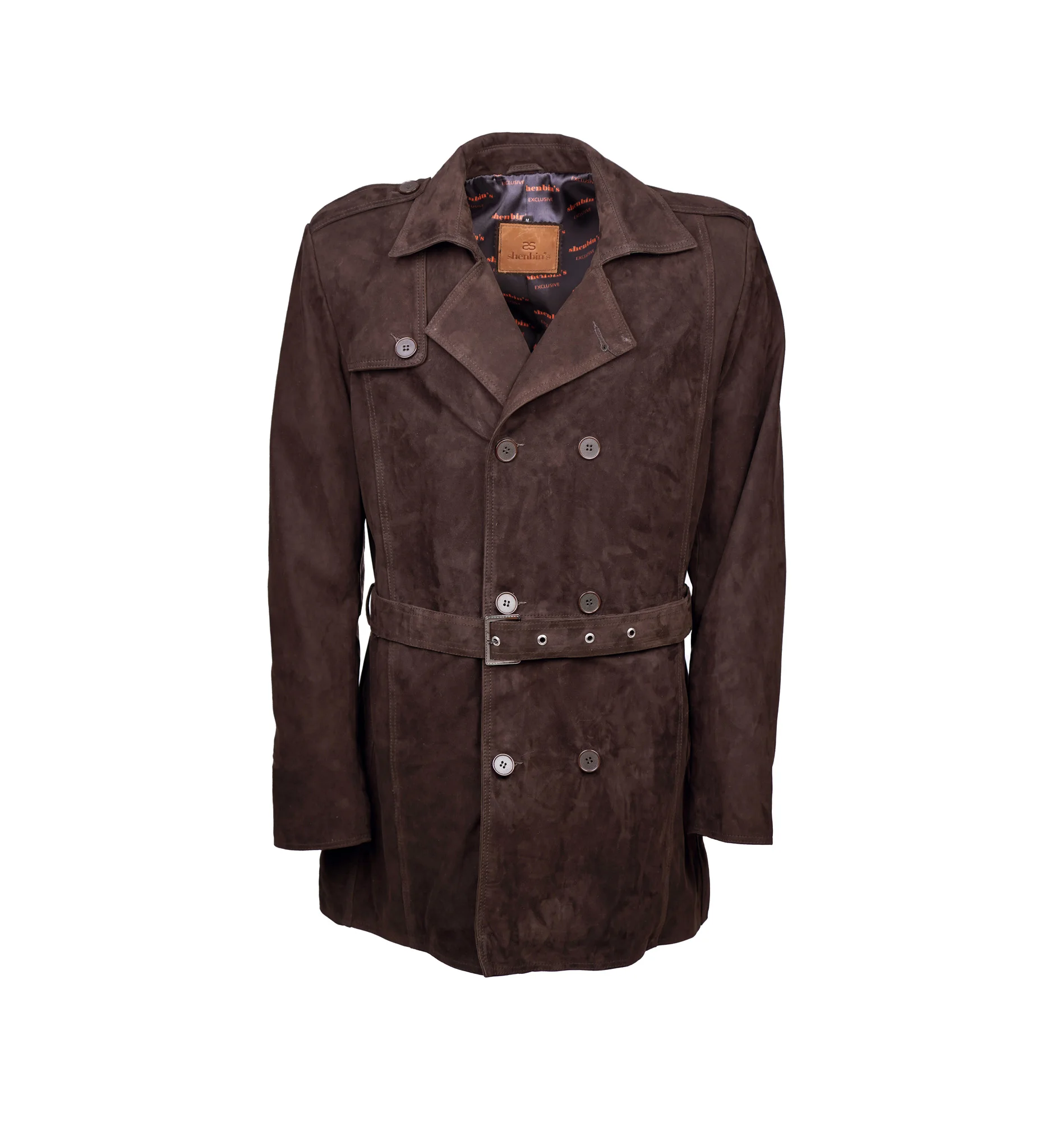 Pardessus en daim marron classique fait à la main, vestes longues pour hommes, en cuir de mouton naturel, couleur personnalisable, hiver automne 2022