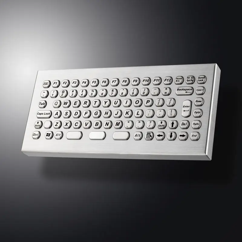 84 Keys Hexagon Keycap Industrial Desktop Keyboards Dust-proof Stainless Steel Metal PC Keyboard